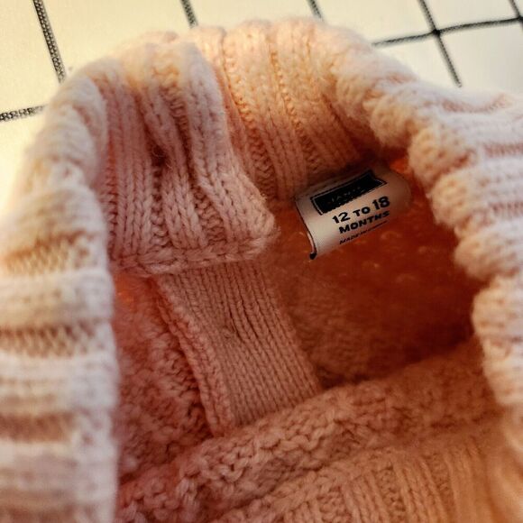 Janie‎ and Jack Poncho Sweater Ribbed Cable Knit Pink Size 12- 18Months - Picture 3 of 3